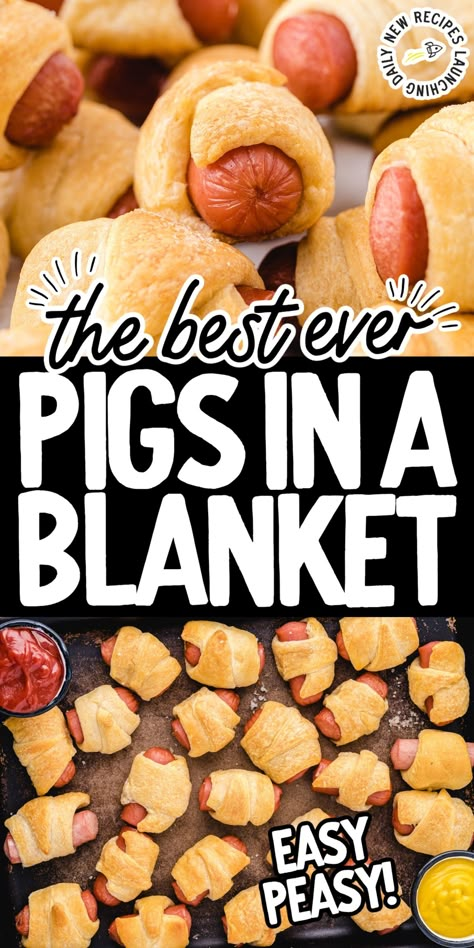 Party Pigs In A Blanket, Pigs In A Blanket Football, Pigs On A Blanket, Pigs In A Blanket For A Crowd, Make Ahead Pigs In A Blanket, Pigs In A Blanket Appetizer, Pig In The Blanket Recipe, How To Make Pigs In A Blanket, Easy Pigs In A Blanket Recipe