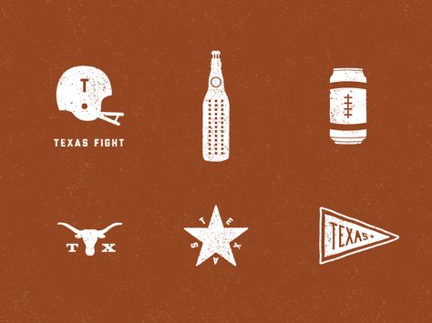 University of Texas Longhorns Icons - love that beer bottle tower Texas Illustration, Texas Icons, Texas Longhorns Logo, Ut Longhorns, Hook Em Horns, Cooler Painting, Texas Football, Ut Austin, Texas Longhorn