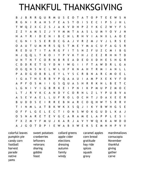 #Thanksgiving #Thankful #Grateful #Gratitude #Blessings #Blessed #WordSearch #Words #Search #WordFind #Find #WordPuzzles #Puzzles #WordGames #Games Harvest Word Search, November Crossword Puzzle, Thanksgiving Word Scramble, Turkey Party, Thanksgiving Word Search, Free Word Search, Cheer Posters, Nursing Home Activities, Thanksgiving Words