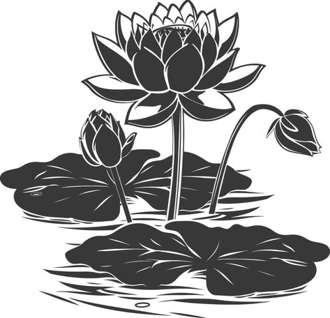 AI generated Silhouette lotus flower in the water black color only Flower In The Water, Tats Inspiration, Lotus Vector, Lotus Painting, Sleeve Tattoos For Women, Heart Tree, White Lilies, Magnolia Flower, Cityscape Photos