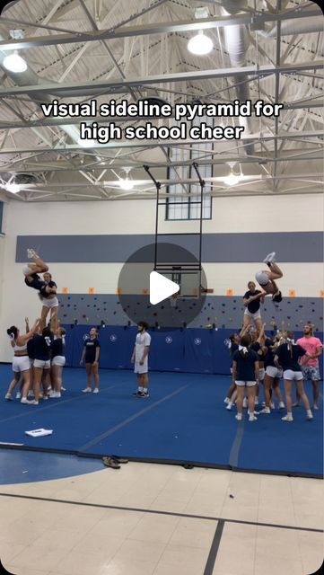 Butler High School Cheer | Tuffy Tornado on Instagram: "Varsity working on a fun, visual pyramid for FNL🏈  #ButlerCheer #HighSchoolCheer #Sideline #Pyramid #Stunting" High School Pyramids Cheer Stunts, Two Stunt Group Pyramids, Cheer Pyramids High School, High School Cheer Stunts, Cheer Pyramids, Sideline Cheer, School Cheer, High School Cheer, Cheer Stunts