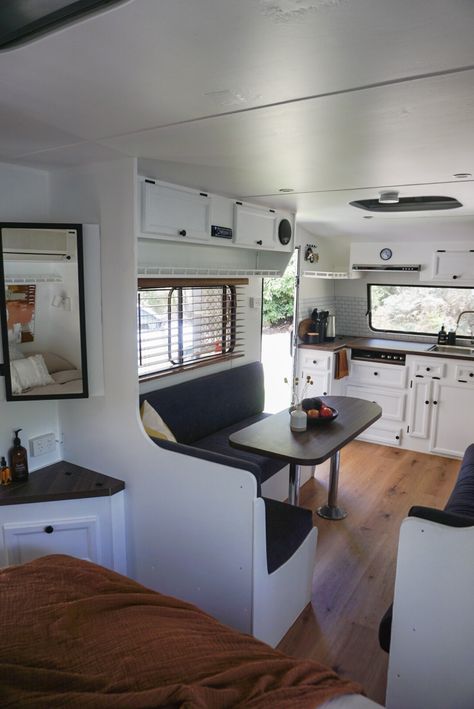 Caravan Layout, Caravan Renovation Diy, Caravan Interior Makeover, Caravan Conversion, Travel Packing Ideas, Diy Caravan, Caravan Living, Caravan Home, Caravan Decor