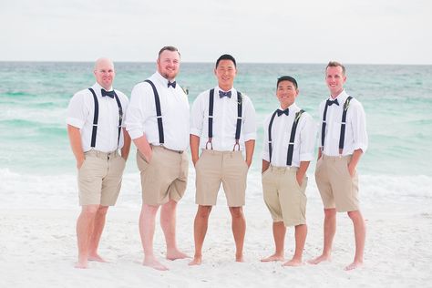 Panama City Beach Wedding | Allison Nichole Photography Beach Groom Attire Shorts, Groomsmen Beach Attire Shorts, Groomsmen In Shorts, Beach Wedding Groomsmen Attire, Groomsmen Beach Attire, Beach Wedding Mens Attire, Groomsmen Attire Beach Wedding, Panama City Beach Wedding, Enterprise Alabama