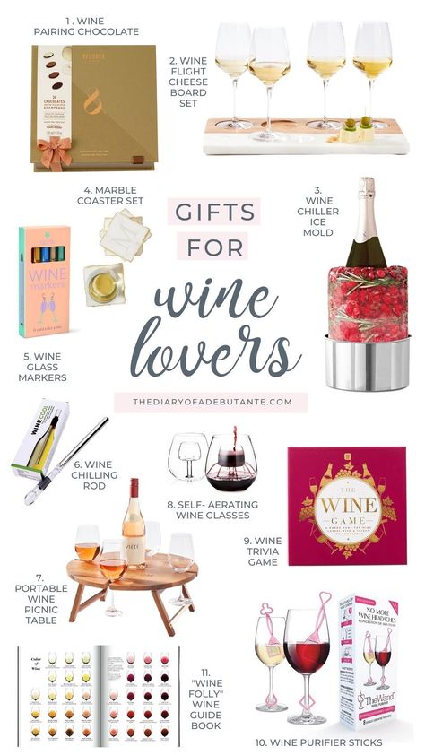 Looking for inexpensive gifts for wine lovers (or gift ideas for holiday hostesses)? Blogger Stephanie Ziajka rounds up all her top gift ideas for wine lovers (from coffee table books to wine flight cheese board sets) in today's post on Diary of a Debutante! #giftguide #giftideas #winelovers Wine Picnic Table, Wine Flight, Wine Lover Gifts, Entertaining Hacks, Gifts For Wine Drinkers, Wine Games, Wine Picnic, Wine Markers, Inexpensive Gifts