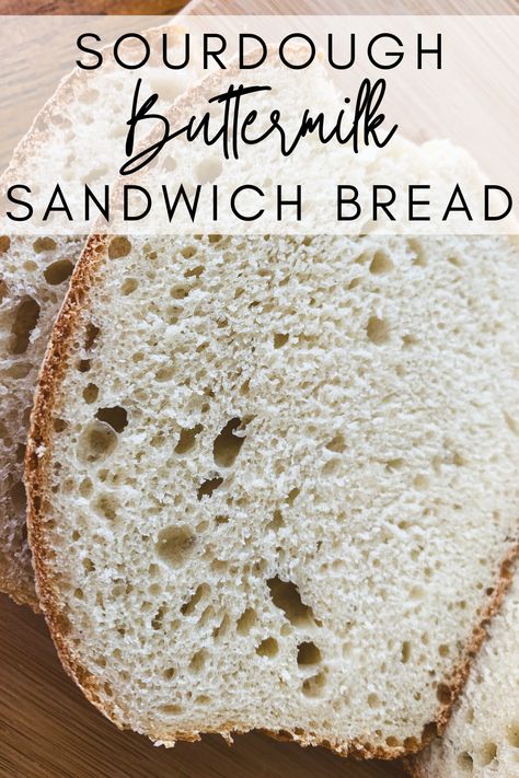 This Sourdough Buttermilk Sandwich Bread has a soft and tender crumb. The combination of these two tangy ingredients creates an amazing flavor! Sourdough Recipes Bread, Bread With Buttermilk, Sourdough Buttermilk, Sourdough Sandwich Bread, Buttermilk Substitute, Buttermilk Bread, Sourdough Bread Sandwiches, Sandwich Loaf, Sourdough Sandwich