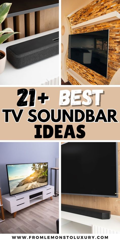 tv sound bar ideas Tv With Sound Bar On Wall Bedroom, Tv With Sound Bar On Wall Living Room, Fireplace Mantel With Soundbar, Mounted Tv And Sound Bar, Soundbar Ideas Living Rooms, Sound Bar On Mantle, Sound Bar Under Tv, Sound Bar Mounting Ideas, Soundbar Ideas