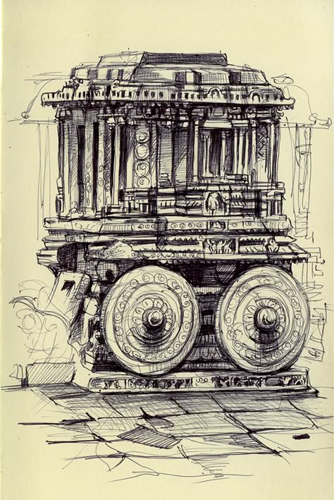 Temple Drawing, Pen Work, Architecture Drawing Sketchbooks, Pen Art Work, Pen Art Drawings, Temple Architecture, Temple Art, Architecture Drawing Art, Charcoal Art