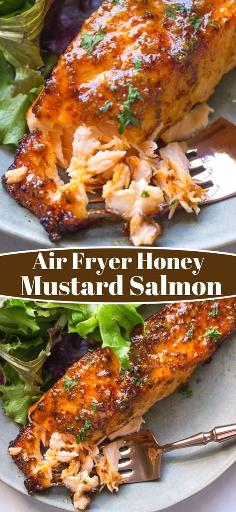 Honey Mustard Salmon Recipes, Healthy Seafood Dinners, Honey Mustard Salmon, Mustard Salmon, Air Fryer Fish, Impressive Dinner, Air Fryer Oven Recipes, Air Fry Recipes, Healthy Dinner Recipes For Family