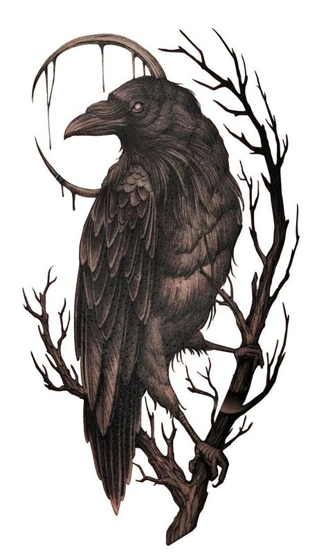 Raven Tattoo Drawing, Black Crow Tattoo Design, Raven Tattoo Design, Ravens Tattoo, Odin's Ravens Tattoo, Mirror Engraving, Black Crow Tattoos, Raven Tattoos, Crow Tattoos