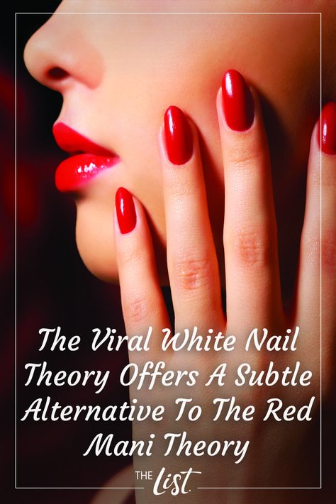 Nail Color Meaning, White Red Nails, Nails Theory, Red Nail Theory, Nail Theory, Short Red Nails, Color Meanings, Red Nail, White Nail