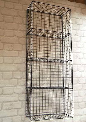 Industrial-Metal-Wire-Locker-Room-Shelving-Storage-Tall-Display-Wall-Unit-102cm Wire Wall Shelf, Industrial Lockers, Metal Wall Shelf, Vintage Wire Baskets, Wall Shelf Unit, Living Room Wall Units, Metal Wall Shelves, Cupboard Cabinet, Storage Cupboard