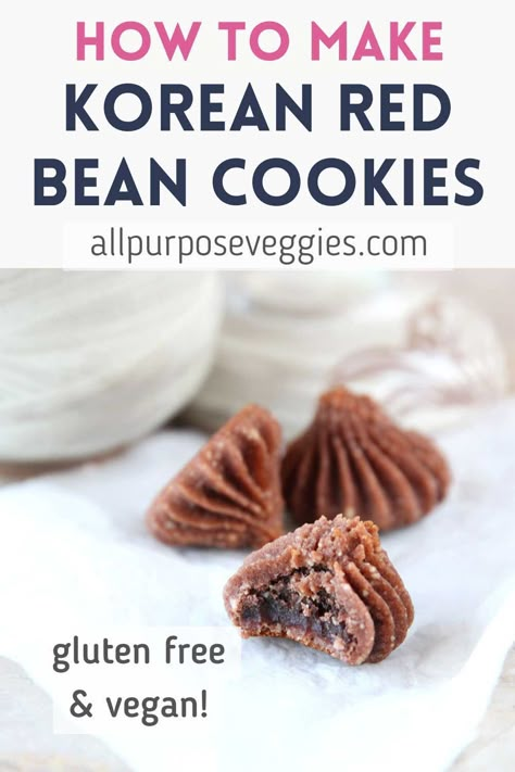 Recipes With Red Bean Paste, Red Bean Dessert Recipes, Korean Christmas Cookies, Red Bean Cookies, Red Bean Paste Desserts, Korean Cookies Recipes, Red Bean Recipe, Red Beans Recipes, Red Bean Recipes