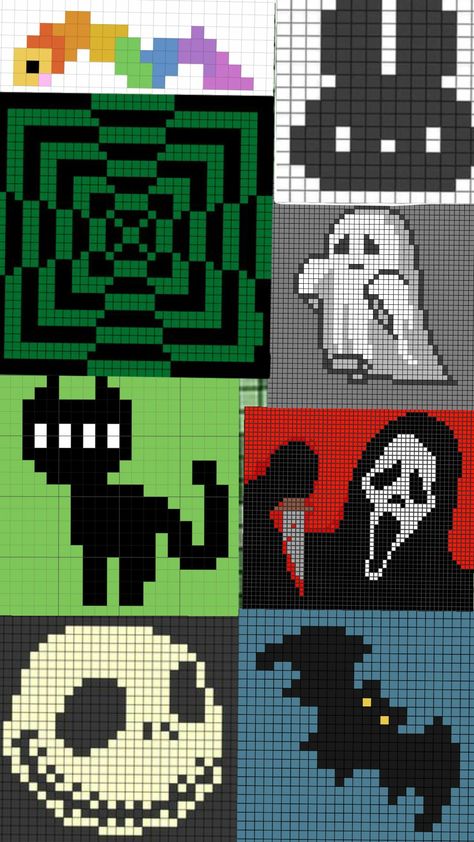 Hallpween grids Beetlejuice Pixel Art, Christmas Grid Pattern, Pixel Art Grid Easy, 32x32 Pixel Art Grid, Grid Art, Easy Pixel Art, Perler Art, Pixel Crochet, Pixel Art Grid