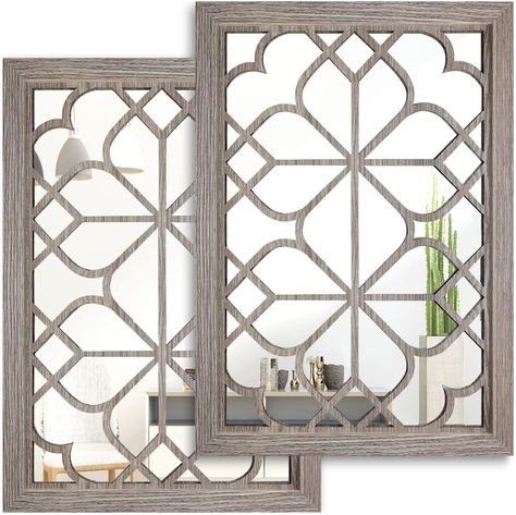 Wocred Set of 2 Rectangular Wall Mirror,Gorgeous Rustic Farmhouse Accent Mirror,Barn Wood Color Entry Mirror for Bathroom Renovation,Bedrooms,Living Rooms Sunroom Lighting Ideas, Farmhouse Sunroom Ideas, Barn Mirror, Entry Mirror, Fashion Wall Decor, Rectangular Wall Mirror, Chic Mirror, Mirror For Bathroom, Accent Wall Decor