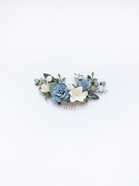 Beautiful blue flower comb is so tender and charming! This hair piece may be a perfect choice for a wedding if you are a romantic fairy bride. If you are planning a wedding in rustic style this hair comb is a great item for any bride. Also, the dainty floral headpiece can be used as a bridesmaid headpiece for a wedding or bridal shower party. The marvelous hair accessory with flowers is made by hands using high-quality materials. + Beautiful high-quality materials + 100% handmade + All items wil Boho Hair Piece, Blueberry Wedding, Boho Floral Crown, Flower Hairpiece, Bridal Hair Pieces Flower, Blue Flower Crown, Bridesmaid Headpiece, Flower Girl Headpiece, Flower Headpiece Wedding