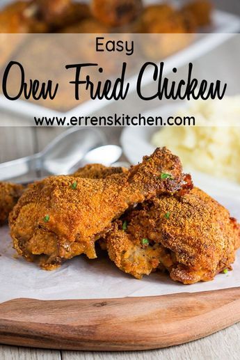 Oven Fried Chicken Legs, Easy Oven Fried Chicken, Healthy Fried Chicken, Oven Fried Chicken Recipes, Baked Fried Chicken, Crispy Oven Fried Chicken, Crispy Oven Fries, Fried Chicken Legs, Low Fat Chicken