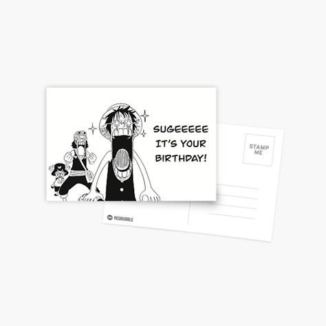 Anime Birthday Card Ideas, Anime Happy Birthday Card, Luffy's Birthday, One Piece Anime Bday Theme, Luffy Birthday, One Piece Anime Valentine's Day Card, One Piece Happy Birthday Art, Birthday Drawings, One Piece Birthdays