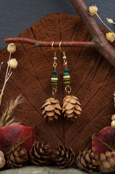 Earrings wooden jewelry pine tree hippie gift nature jewelry earrings boho jewelry wood earrings forest jewellery earrings pine cone jewelry Cottagecore Jewelry Diy, Goblincore Jewelry Diy, Nature Jewelry Diy, Upcycled Jewelry Diy, Goblincore Jewelry, Pine Cone Earrings, Pine Cone Jewelry, Natural Earrings, Forest Jewelry