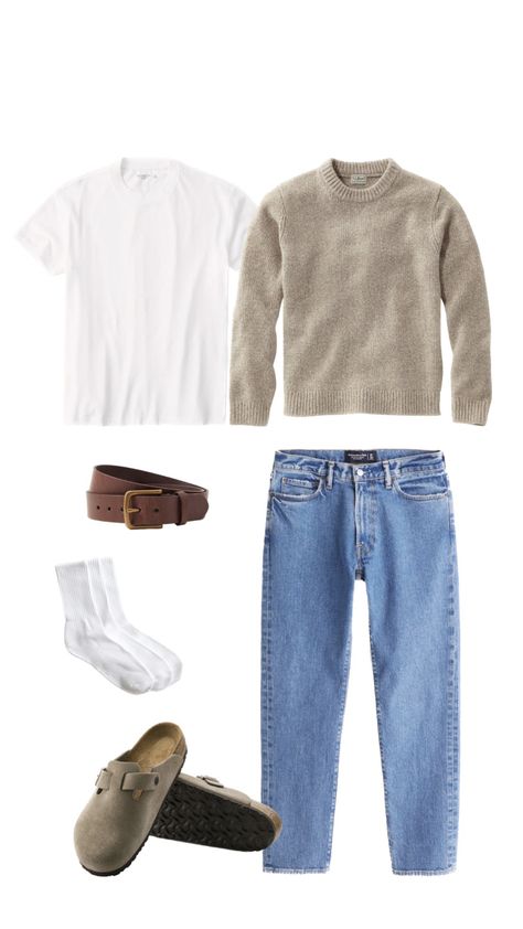 Fall Outfit Men Aesthetic, Guys Fall Style, Laid Back Outfits Men, Guy Sweater Outfits, Saltburn Outfits Men, Men’s Thanksgiving Outfits, Fall Outfit Ideas Men, Thanksgiving Outfits Men, Mens Work Fashion