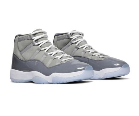 Retro ‘Cool Grey’ Jordan 11 Cool Grey, Nike Air Jordan 11, Embroidery Shoes, Air Jordan 11 Retro, Heel Design, Jordan 11 Retro, Air Jordan 11, Womens Basketball, Jordan 11