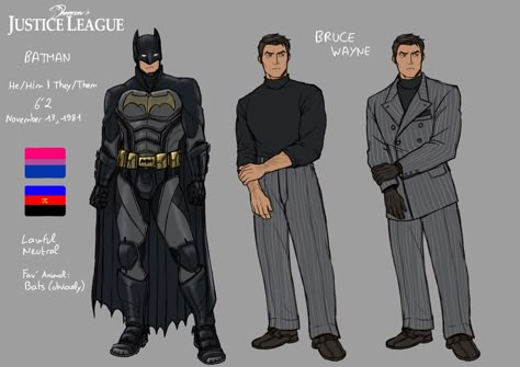 Bruce Wayne Character Design, Dc Comics Redesign, Dc Trinity Fanart, Dc Villains Art, Bruce Wayne Outfit Ideas, Superhero Suit Concept Art, Suit Character Art, Kryptonian Oc Male, Dc Character Design