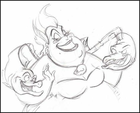 Disney Villain Sketches, Ursula Sketch, Villian Drawings, Disney Sleeve, Disney Drawings Sketches, Disney Art Drawings, Disney Concept Art, Disney Sketches, Its Me