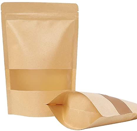 Moretoes 72pcs Kraft Stand Up Pouches, 7×10 Inches Zip Lock Stand Up Bags with Matte Window, Reusable, Heat-Sealable for Home or Business Bath Tea Bags, Bath Bomb Packaging, Heart Cookie, Paper Pouch, Coffee Bags, Kraft Bag, Pouch Packaging, Food Storage Bags, Dog Cookies