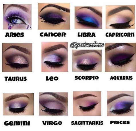 Zodiac Makeup Chart, Zodiac Signs Makeup, Disney Princess Zodiac Signs, Makeup Chart, Zodiac Makeup, Makeup Charts, Zodiac Sign Fashion, Zodiac Signs Chart, Cute Eyeshadow Looks