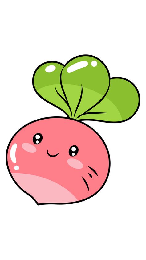 Radish is a root vegetable that is known for its hot and spicy taste. It is a member of the Brassicaceae family, which also includes broccoli, cabbage, and mustard. Radishes are native to Asia, but... Radish Wallpaper, Cute Vegetables Drawing, Radish Drawing, Radish Cartoon, Radish Art, Broccoli Drawing, Painting Vegetables, Vegetable Stickers, Vegetables Drawing