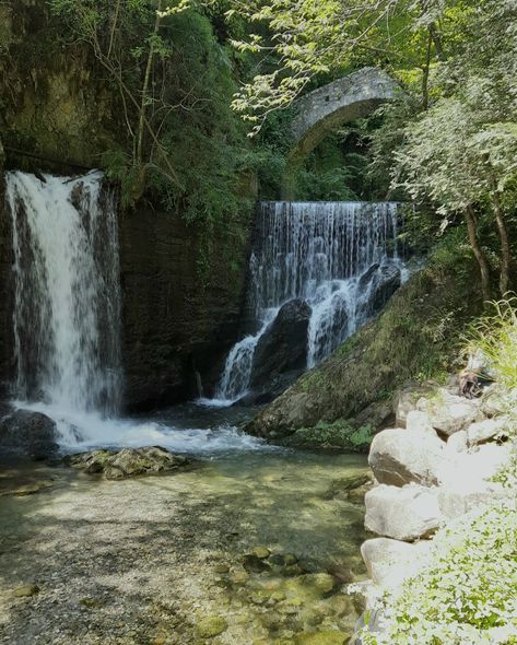 Small Waterfall Aesthetic, Cottages Bloxburg, Fairycore Waterfall, Forest Waterfall Aesthetic, Waterfalls Aesthetic, Fever Dream Core, France Collage, Blood On Snow, Peaceful Wallpaper