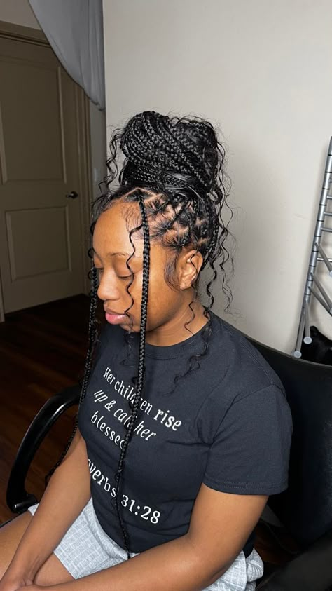 Jayda wayda braids with human hair Goddess Braids With Human Hair, Goddess Braid Bun, Knotless Goddess Braids, Human Hair Braids, Braids With Human Hair, Bohemian Knotless Braids, Holiday Braids, Bohemian Braided Hair, Bohemian Knotless