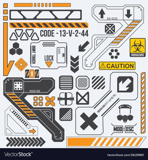 Tech Art Design, Cyberpunk Elements Png, Sci Fi Decals, Robotics Logo Design Ideas, Sci Fi Elements, Sci Fi Pattern, Sci Fi Graphic Design, Cyberpunk Vector, Gundam Panel Line