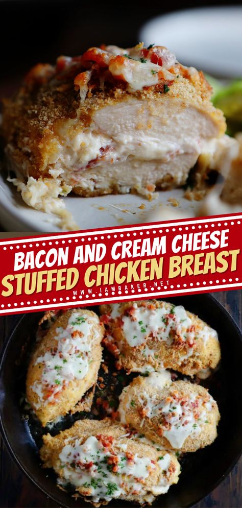 Stuffed Chicken Keto Recipes, Chicken Stuffed With Bacon And Cheese, Stuffed Chicken Ideas For Dinner, Main Entree Recipes Dinners, Bacon Ranch Stuffed Chicken, Cream Cheese Stuffed Bacon Wrapped Chicken, Cream Cheese Stuffed Chicken Recipes, Stuffed Chicken Dinner Recipes, Chicken N Bacon Recipes