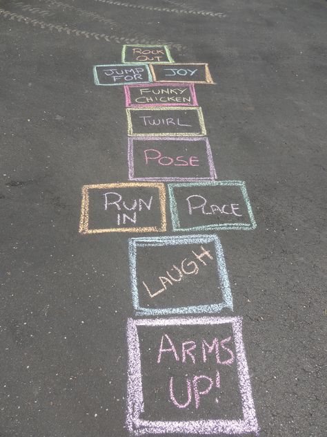 Games To Play With Chalk, Hopstoch Ideas, Chalk Art Games, Chalk Art Hopscotch, Sensory Sidewalk Chalk Path, Easter Hopscotch, Chalk Hopscotch Ideas, Cool Hopscotch Ideas, Creative Hopscotch Ideas