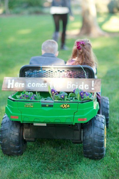 Ring Bearer Entrance Ideas, Fun Wedding Entertainment, Jeep Wedding, Country Wedding Pictures, Wedding Emergency Kit, Funny Save The Dates, Ring Bearer Flower Girl, Chico California, Stone Photography