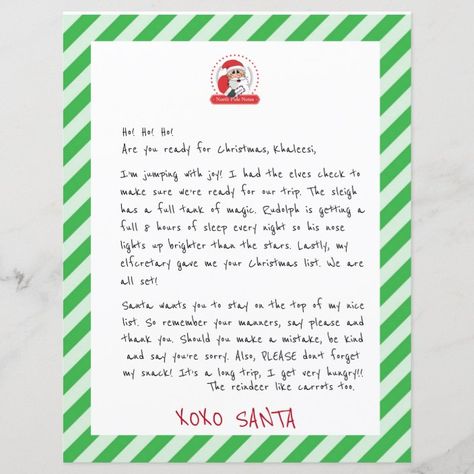 Create your own Paper Sheet | Zazzle.com Christmas Card Letter, Christmas Letter From Santa, Letters From Santa, Personalized Letters From Santa, Official Letter, Santa Coloring Pages, Letter From Santa, Santa Christmas Cards, Watercolor Christmas Cards