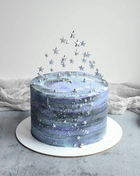 Galaxy Cake, 18th Birthday Cake, Beautiful Birthday Cakes, Blue Cakes, Creative Birthday Cakes, Pretty Birthday Cakes, 18th Birthday Party, Kue Ulang Tahun, Just Cakes