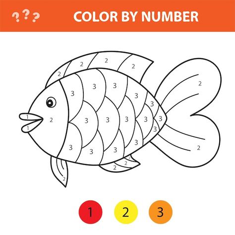 Fish Color, Color By Number Printable, Dots Game, Fish Coloring Page, Fish Drawing, Fish Vector, Kids Vector, Educational Games For Kids, Online Coloring Pages