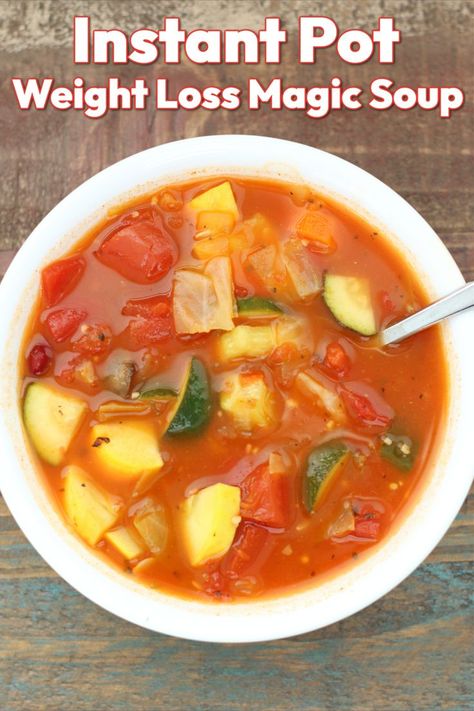 Instant Pot Weight Loss Magic Soup--a soup full of flavor and vegetables but not calories! Magic Soup, Fat Flush Soup, Fat Flush, Flavorful Vegetables, Instant Pot Soup, Easy Instant Pot Recipes, Instant Pot Dinner Recipes, Vegetarian Soup, Instant Pot Pressure Cooker