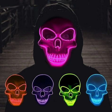 Halloween Party LED Flash Mask #halloween #dressup #costumes Skeleton Mask, Mascaras Halloween, Light Mask, Scary Mask, Glow Mask, Led Mask, Scary Faces, Skull Mask, Costume Mask