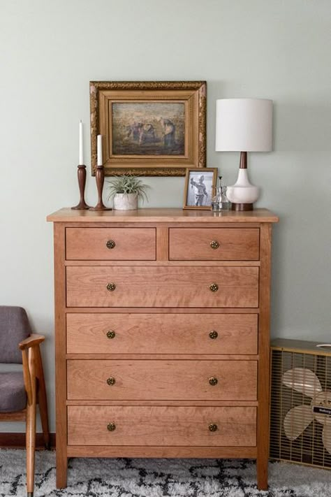 English Cottage Dresser, Styling A Tall Dresser Top, Bedroom With Tall Dresser, Short Dresser Decor, Tall Bedroom Dresser Decor, Grand Millennial Dresser Decor, How To Decorate A Tall Dresser, Styling A Tall Dresser, Tall Vintage Dresser