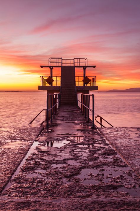 Salthill Galway Ireland, Diving Platform, Acute Angle, Below Zero, Two Guys, Warm Colours, Galway Ireland, Into The Water, Galway