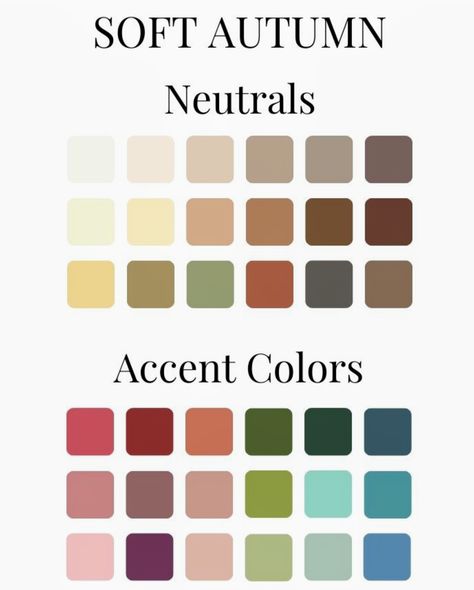 Soft Autumn Palette, Soft Autumn Color Palette, Deep Autumn, Seasonal Color Analysis, Soft Autumn, Warm Undertone, Light Spring, Fall Color Palette, Capsule Outfits