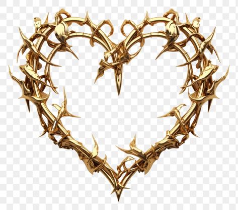 Jewelry White Background, Heart With Thorns, Png Heart, 3d Png, Jewelry White, Wearable Art, White Background, Gold Jewelry, Gold