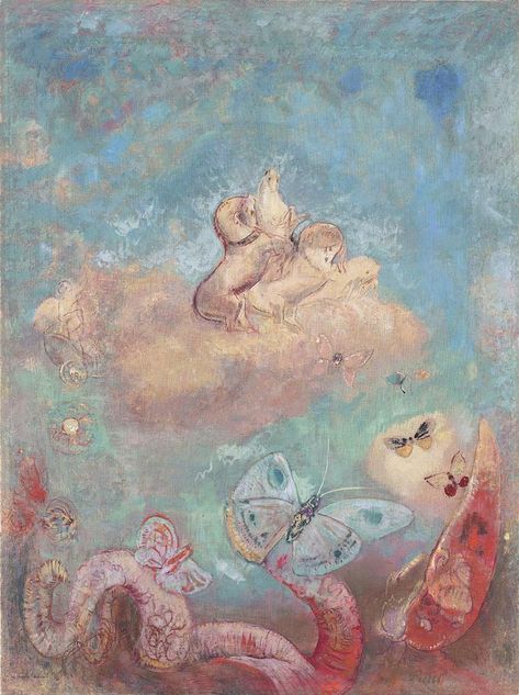 Odilon Redon Painting - The Chariot of Apollo, 1912 1 by Odilon Redon Figures Painting, Butterfly Paintings, Maurice Denis, Odilon Redon, Georges Braque, Post Impressionism, Painting Reproductions, Henri Matisse, Famous Artists