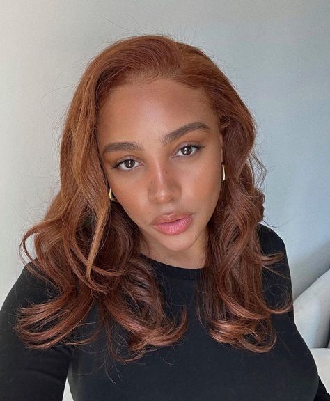 Mixed Red Head, Cowboy Copper Black Woman, Chocolate Orange Hair, Cooper Brown Hair Colour, Ginger Hair Brown Skin, Black Ginger Hair, Copper Hair On Brown Skin, Copper Brown Hair Black Women, Ginger Color Hair