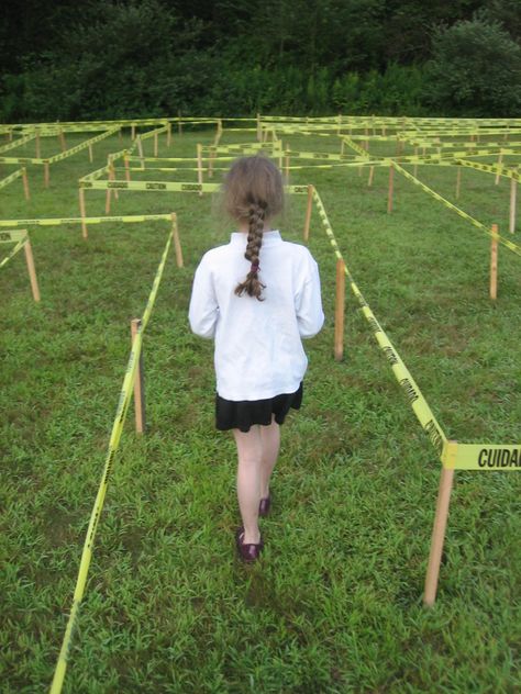 K Walking through the 2015 Caution Tape Maze Frozen Obstacle Course, Pallet Obstacle Course, School Fair Activities, Fall Festival Obstacle Course, Winter Obstacle Course For Kids, Fall Obstacle Course, Halloween Obstacle Course Kids, Minecraft Obstacle Course, Obstacle Course Ideas For Kids Outdoor