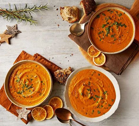 Slow-cooker pumpkin soup Vegetable Bouillon Powder, Easy Pumpkin Soup, Slow Cooker Pumpkin Soup, Chicken Rissoles, Vegetable Bouillon, Vegetarian Nutrition, Dried Chillies, Slow Cooker Pumpkin, Winter Cooking