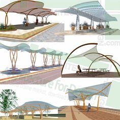 Portfolio D'architecture, Bus Shelters, Canopy Architecture, Shelter Design, Urban Landscape Design, Public Space Design, Pavilion Design, Plans Architecture, Pergola Canopy