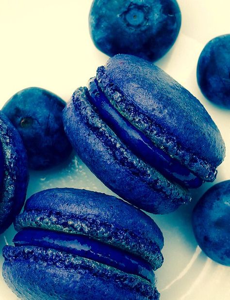 Royal blue macarons Blueberry Macarons, Raspberry Banana, Kue Macaroon, Macarons Macaroons, Macaroon Cookies, Macaron Cookies, 귀여운 음식 그림, French Macaroons, Macaroon Recipes